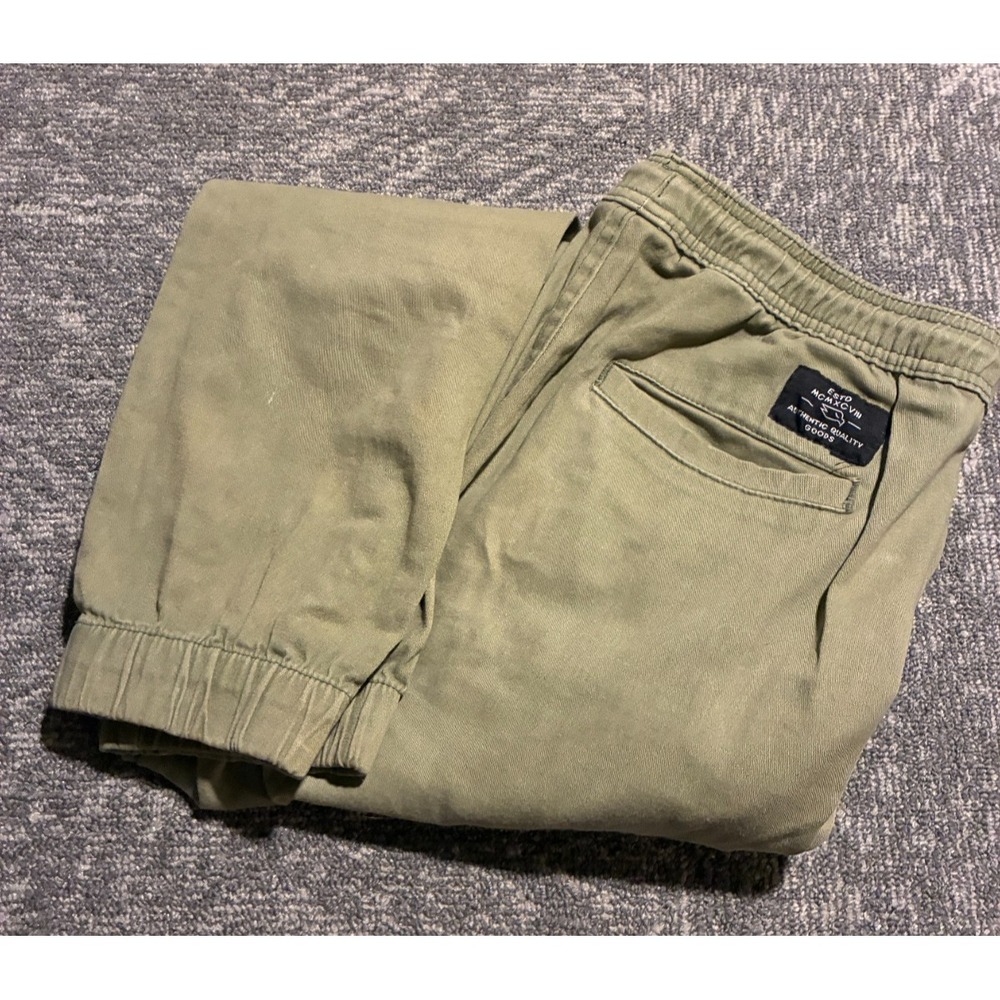 Tony Hawk Mens Olive Cargo Jogger Pants Elastic Waist Drawstring Zip Pocket